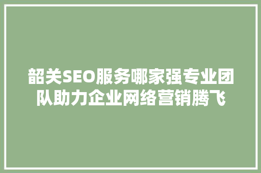 韶关SEO服务哪家强专业团队助力企业网络营销腾飞