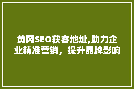 黄冈SEO获客地址,助力企业精准营销，提升品牌影响力 360搜优化