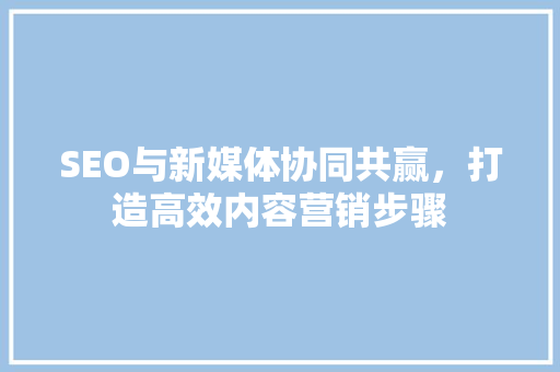 SEO与新媒体协同共赢，打造高效内容营销步骤 网站开发