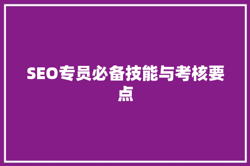 SEO专员必备技能与考核要点
