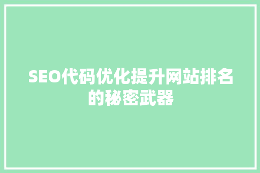 SEO代码优化提升网站排名的秘密武器