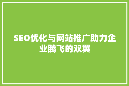 SEO优化与网站推广助力企业腾飞的双翼