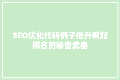 SEO优化代码例子提升网站排名的秘密武器