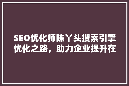 SEO优化师陈丫头搜索引擎优化之路，助力企业提升在线竞争力 网站优化