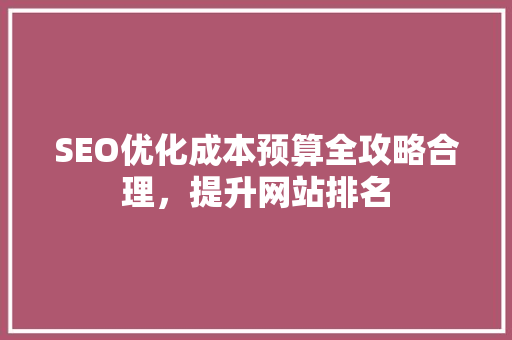 SEO优化成本预算全攻略合理，提升网站排名