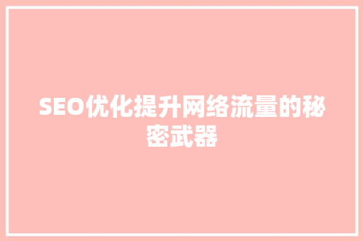 SEO优化提升网络流量的秘密武器