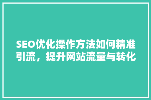 SEO优化操作方法如何精准引流，提升网站流量与转化率 seo技术