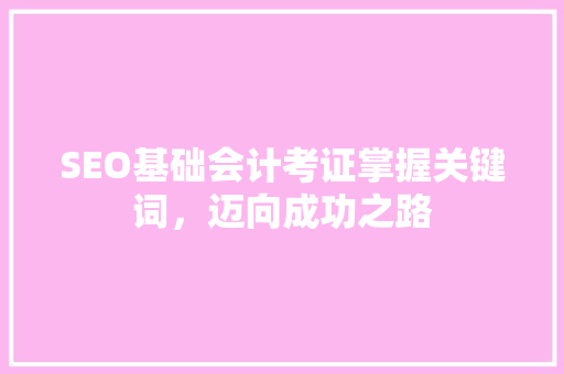 SEO基础会计考证掌握关键词，迈向成功之路