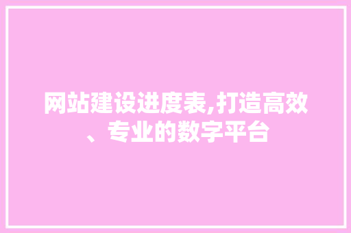 网站建设进度表,打造高效、专业的数字平台