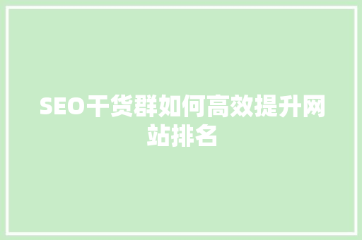 SEO干货群如何高效提升网站排名 百度算法