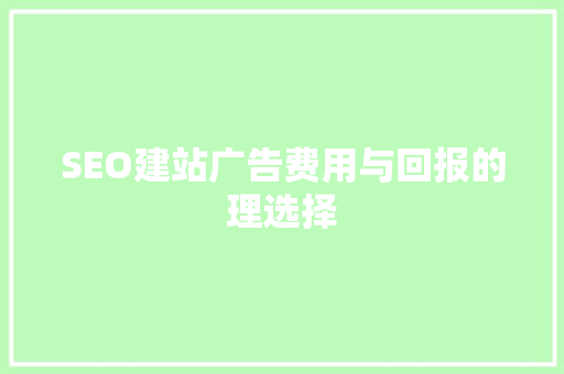 SEO建站广告费用与回报的理选择