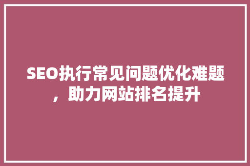SEO执行常见问题优化难题，助力网站排名提升 网站开发