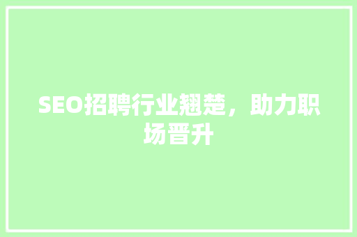 SEO招聘行业翘楚，助力职场晋升