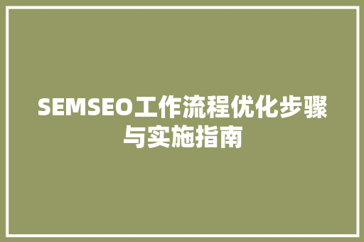 SEMSEO工作流程优化步骤与实施指南