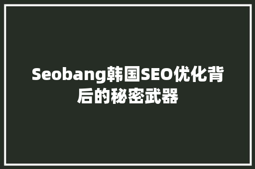 Seobang韩国SEO优化背后的秘密武器 搜狗优化
