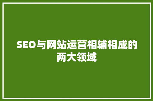SEO与网站运营相辅相成的两大领域