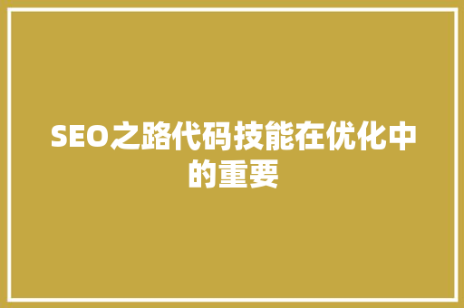 SEO之路代码技能在优化中的重要