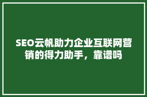 SEO云帆助力企业互联网营销的得力助手，靠谱吗
