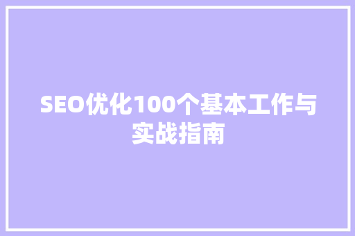 SEO优化100个基本工作与实战指南 头条优化