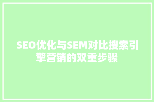 SEO优化与SEM对比搜索引擎营销的双重步骤