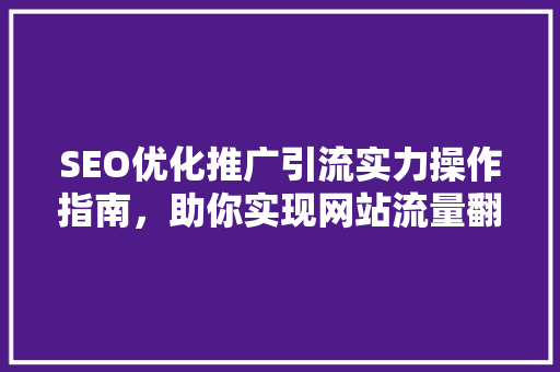 SEO优化推广引流实力操作指南，助你实现网站流量翻倍