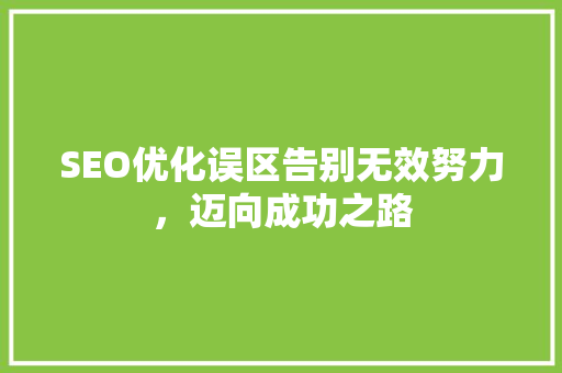 SEO优化误区告别无效努力，迈向成功之路