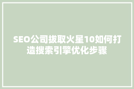 SEO公司拔取火星10如何打造搜索引擎优化步骤