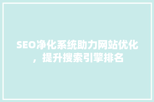 SEO净化系统助力网站优化，提升搜索引擎排名