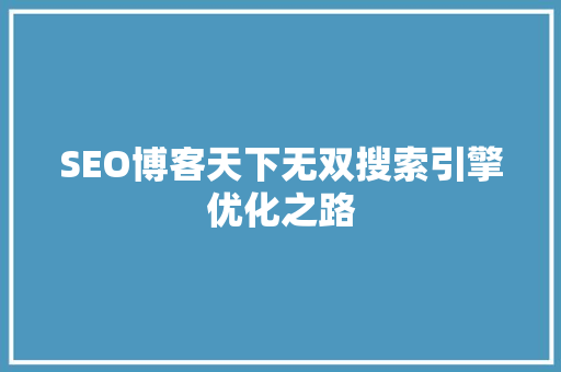 SEO博客天下无双搜索引擎优化之路