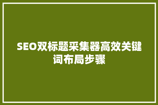 SEO双标题采集器高效关键词布局步骤