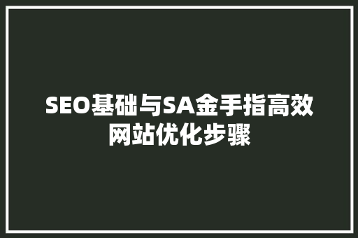 SEO基础与SA金手指高效网站优化步骤