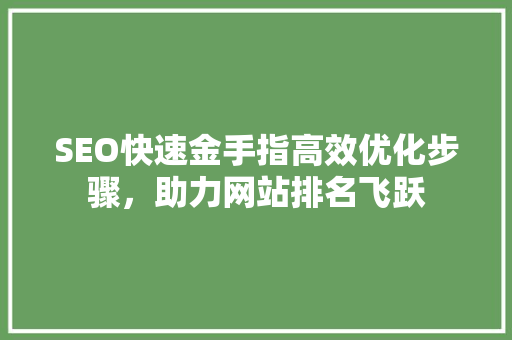 SEO快速金手指高效优化步骤，助力网站排名飞跃 搜狗优化