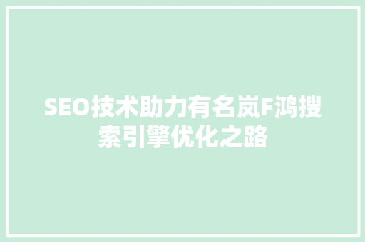 SEO技术助力有名岚F鸿搜索引擎优化之路