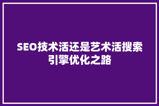 SEO技术活还是艺术活搜索引擎优化之路