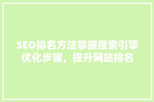 SEO排名方法掌握搜索引擎优化步骤，提升网站排名