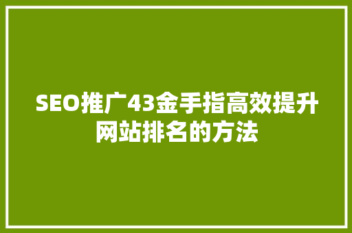 SEO推广43金手指高效提升网站排名的方法 360搜优化