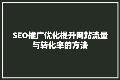SEO推广优化提升网站流量与转化率的方法 AI技术学习