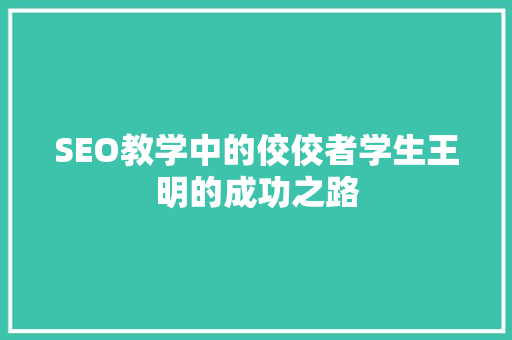 SEO教学中的佼佼者学生王明的成功之路
