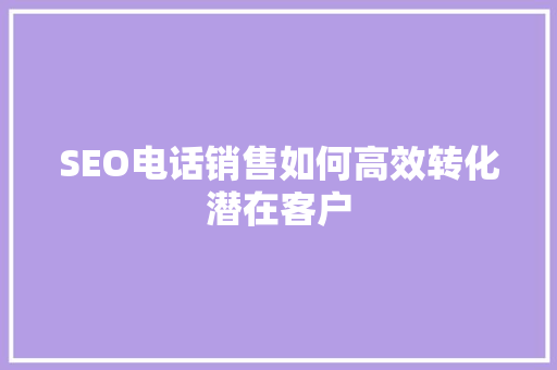 SEO电话销售如何高效转化潜在客户