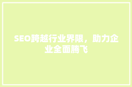 SEO跨越行业界限，助力企业全面腾飞
