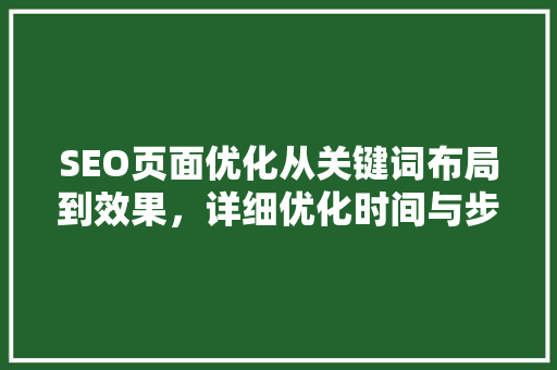 SEO页面优化从关键词布局到效果，详细优化时间与步骤