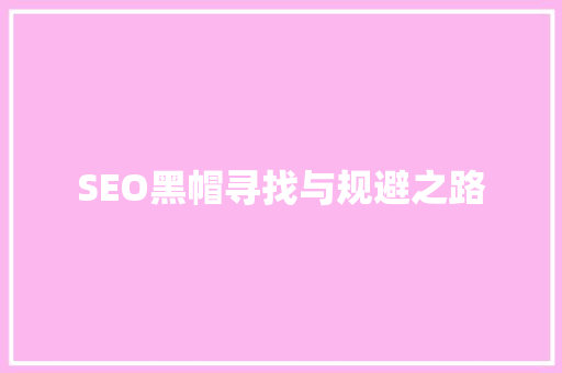 SEO黑帽寻找与规避之路 网站优化