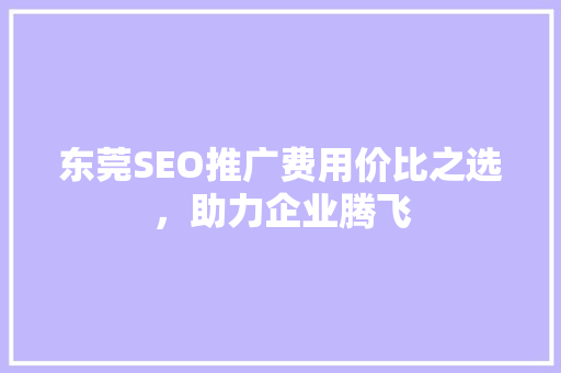 东莞SEO推广费用价比之选，助力企业腾飞