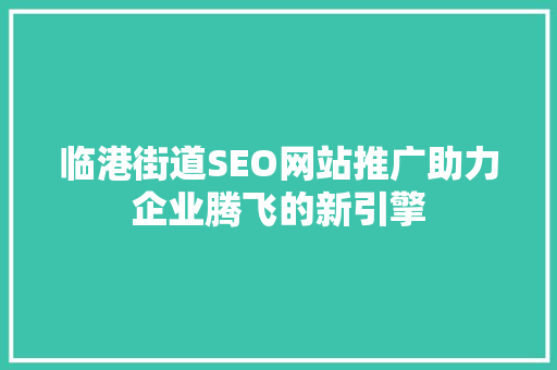 临港街道SEO网站推广助力企业腾飞的新引擎 网站开发