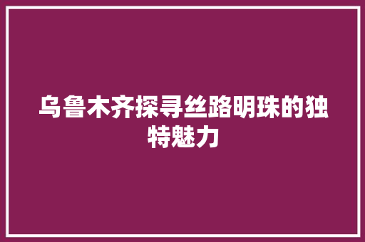 乌鲁木齐探寻丝路明珠的独特魅力 头条优化