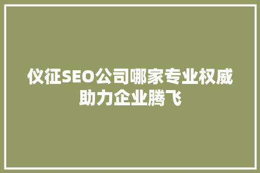 仪征SEO公司哪家专业权威助力企业腾飞 AI技术学习