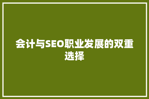 会计与SEO职业发展的双重选择