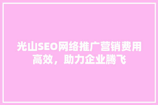光山SEO网络推广营销费用高效，助力企业腾飞
