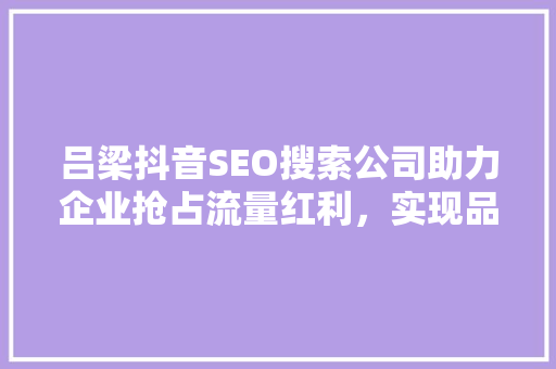 吕梁抖音SEO搜索公司助力企业抢占流量红利，实现品牌飞跃 英文谷歌算法