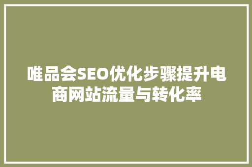 唯品会SEO优化步骤提升电商网站流量与转化率